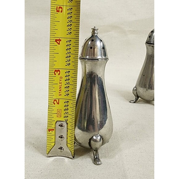 Vintage NS Co Pewter Salt & Pepper Shakers | 1114 | Tripod Footed | 1960s MCM - Picture 10 of 10